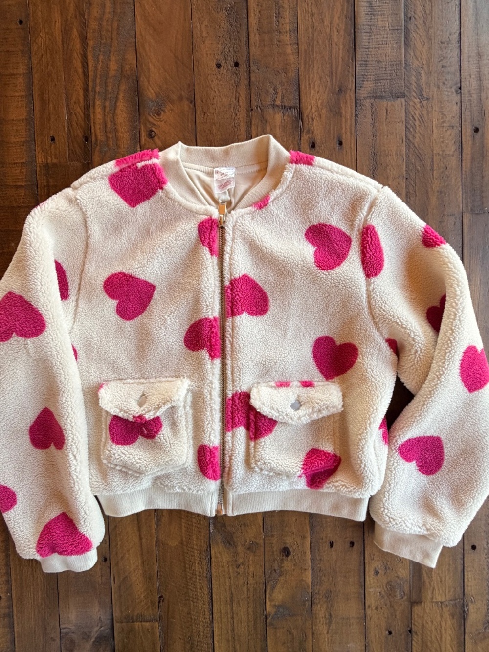 No Boundaries Girls Heart Sherpa Jacket Zip Teddy Coat Size Tween/Big Girl S 3-5